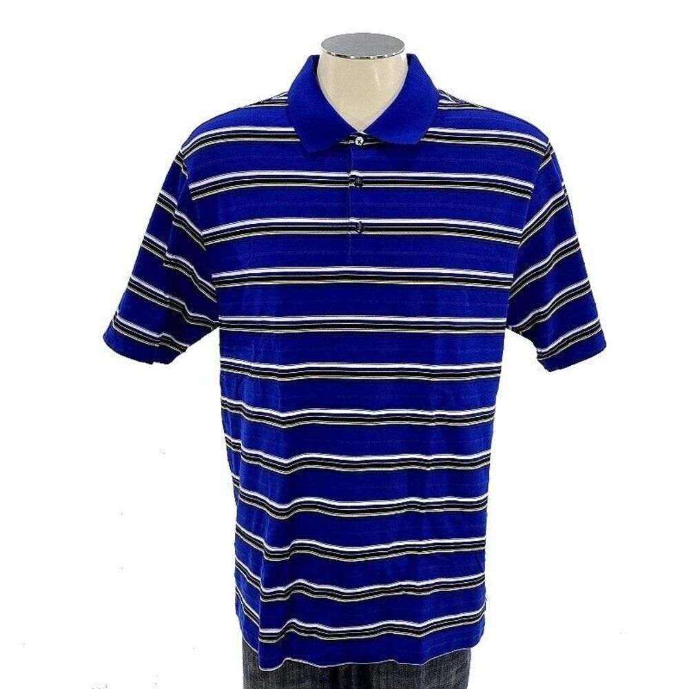 Tiger Woods Collection Nike‎ Polo Shirt L Stripe Golf Casual Mens